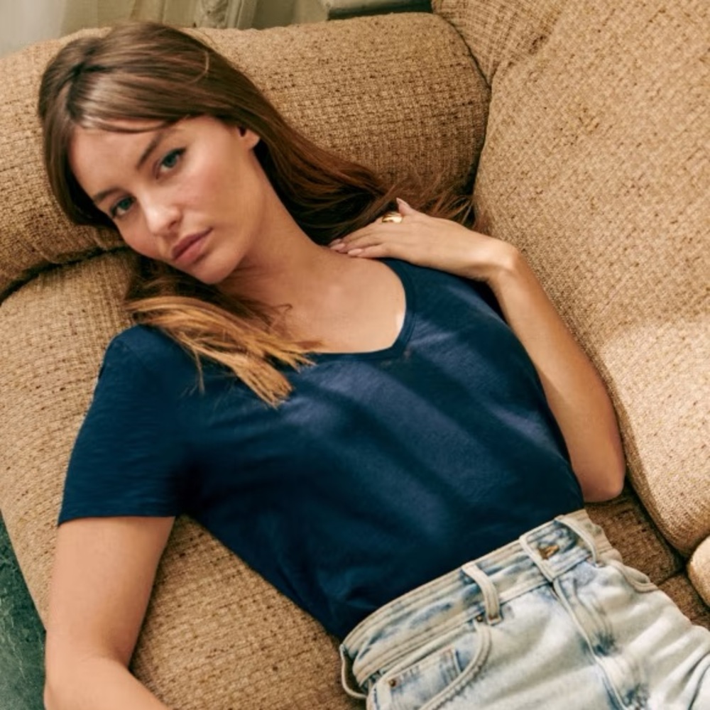 Sézane Malcolm Tee XS Navy Blue